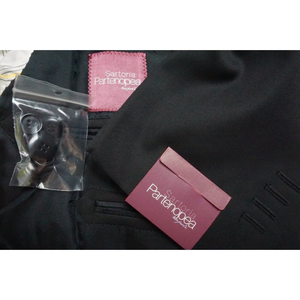 Sartoria Partenopea Black S110s Wool 2 Pc Suit Jacket Pants 42R BRAND NEW